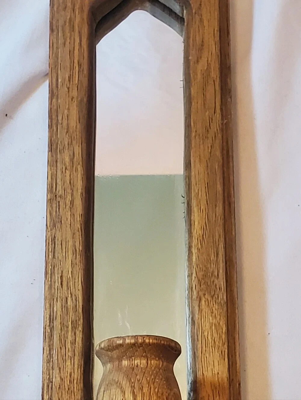 Home Interiors Homco Vtg Wood Wall Mirror Sconce Candle Holder in Natural Brown